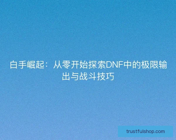 白手崛起：从零开始探索DNF中的极限输出与战斗技巧